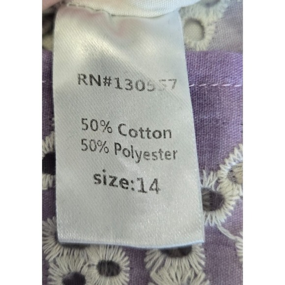 Girls Size 14 Ombre Eyelet Easter Dress Pink Purple Long Sleeve Cottagecore Boho - Picture 13 of 14